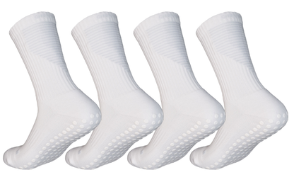 4-Pair Bundle | Ice White Mid-Calf Football Grip Socks