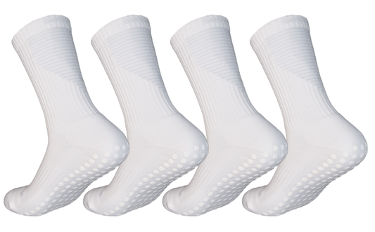 4-Pair Bundle | Ice White Mid-Calf Football Grip Socks