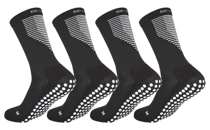 4-Pair Bundle | Mid-Calf Football Grip Socks | Shadow Black/White
