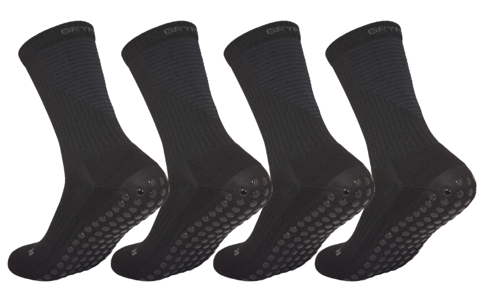 4-Pair Bundle | Mid-Calf Football Grip Socks | Stealth Black