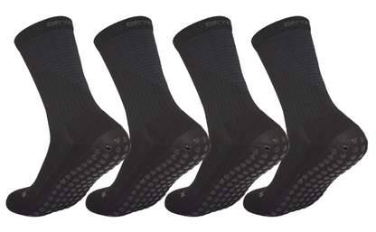 4-Pair Bundle | Mid-Calf Football Grip Socks | Stealth Black